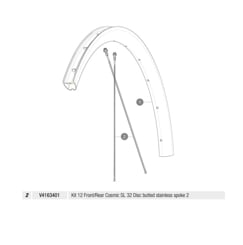 MAVIC KIT 12 FRONT/REAR COSMIC SL 32 DISC BUTTED STAINLESS SPOKE 284MM + STEEL NIPPLE + WASHER (V4163401)
